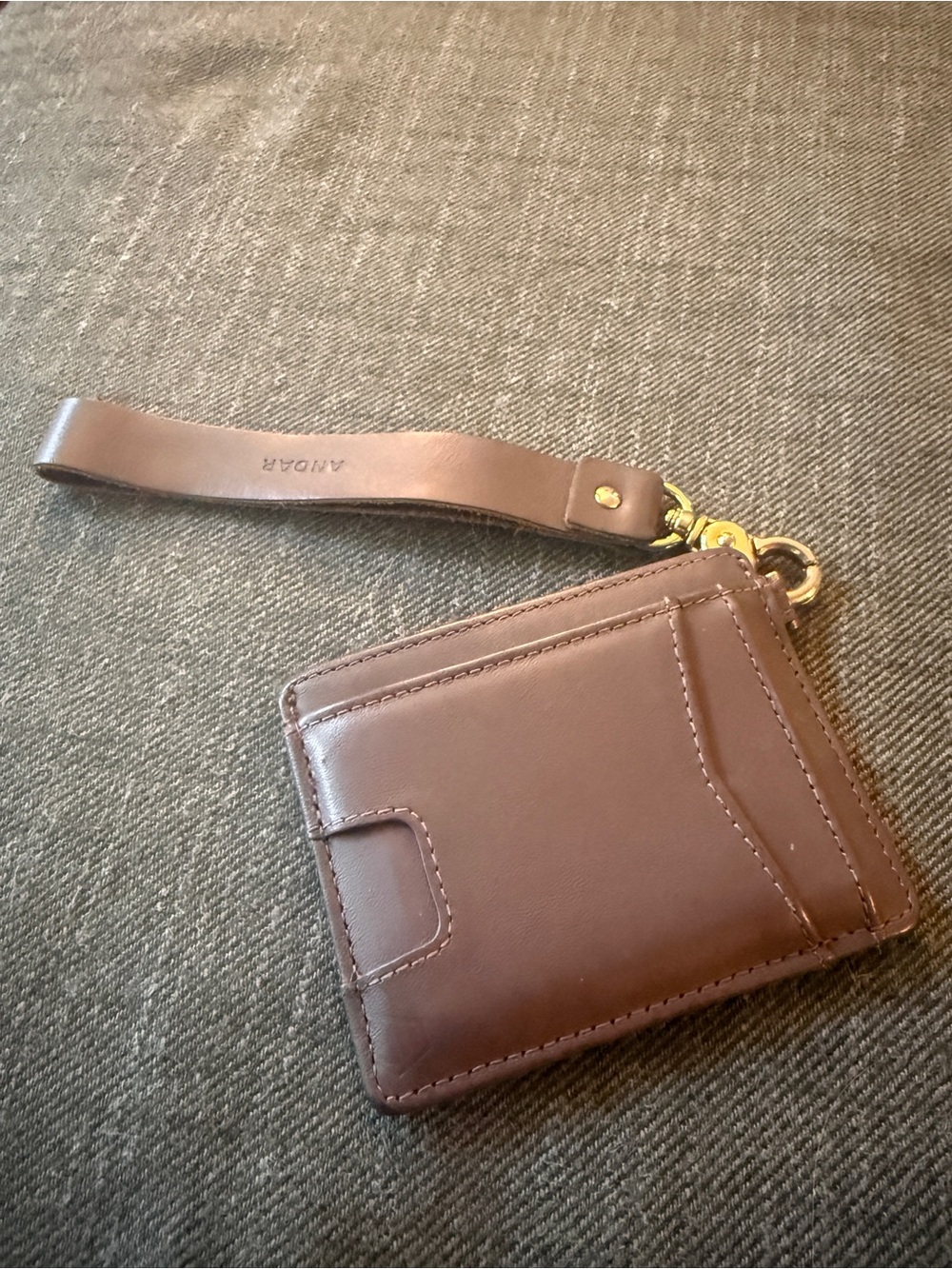 ANDAR Denner Plum Wristlet Card Case with Key Ring